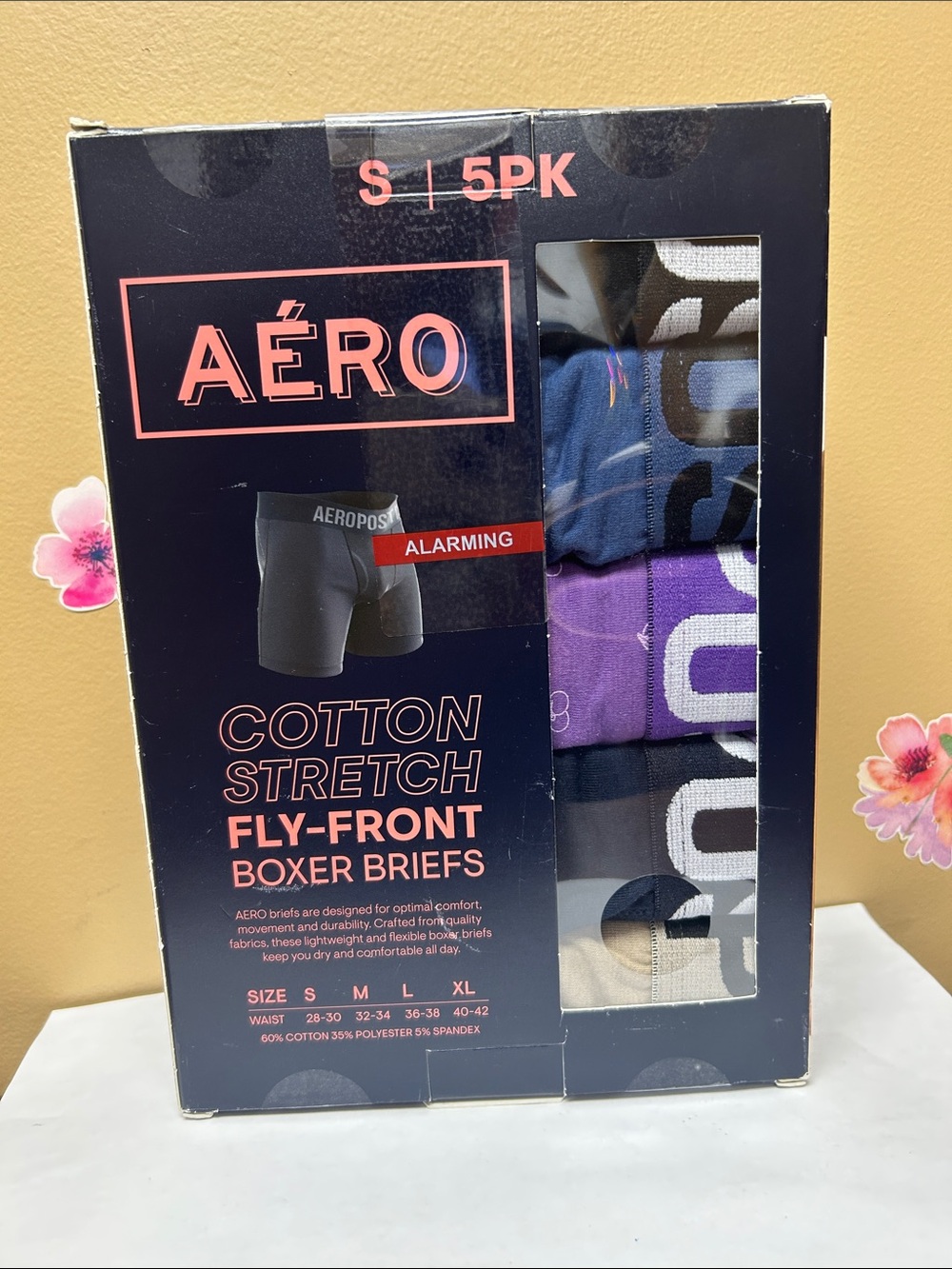 Aero Cotton Stretch Fly-Front Boxer Briefs – 5-Pack (Blue, Purple, Black, Tan)